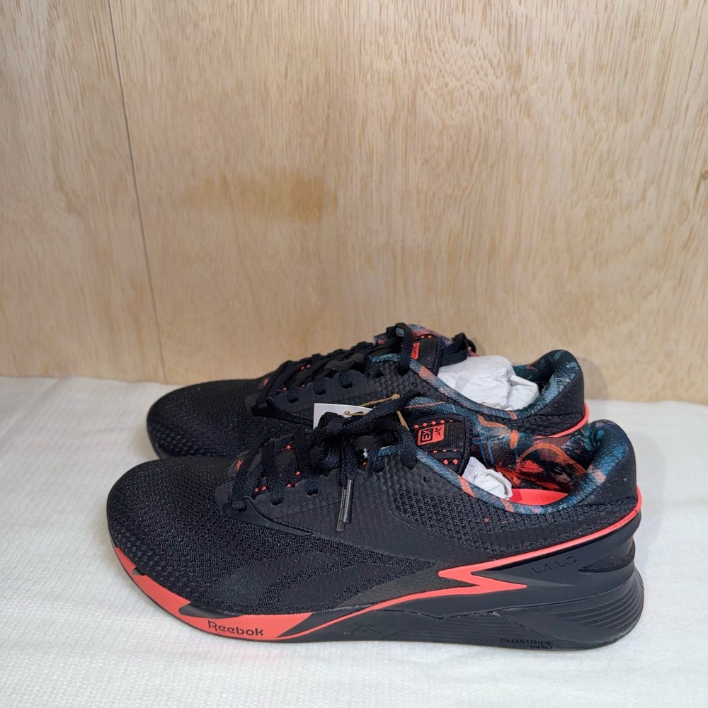 Reebok Nano X3 Mens 10.5 Unisex Training Shoes Black Orange HP6075 New
